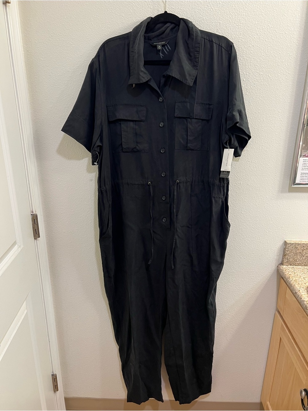 NWT Banana Republic Black/Grey Utility Jumpsuit XL